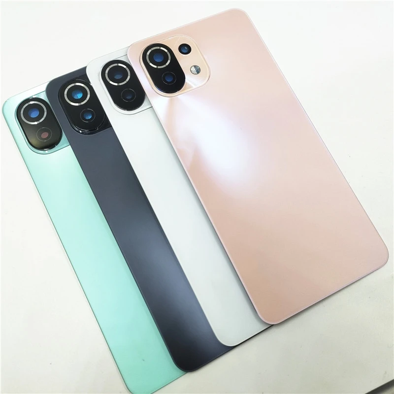 For Xiaomi Mi 11 Lite 4G 5G Battery Cover Back Glass Panel Rear Housing Case With Camera Lens Replacement+Sticker phone back cover glass battery cover glass phone back cover phone camera lens