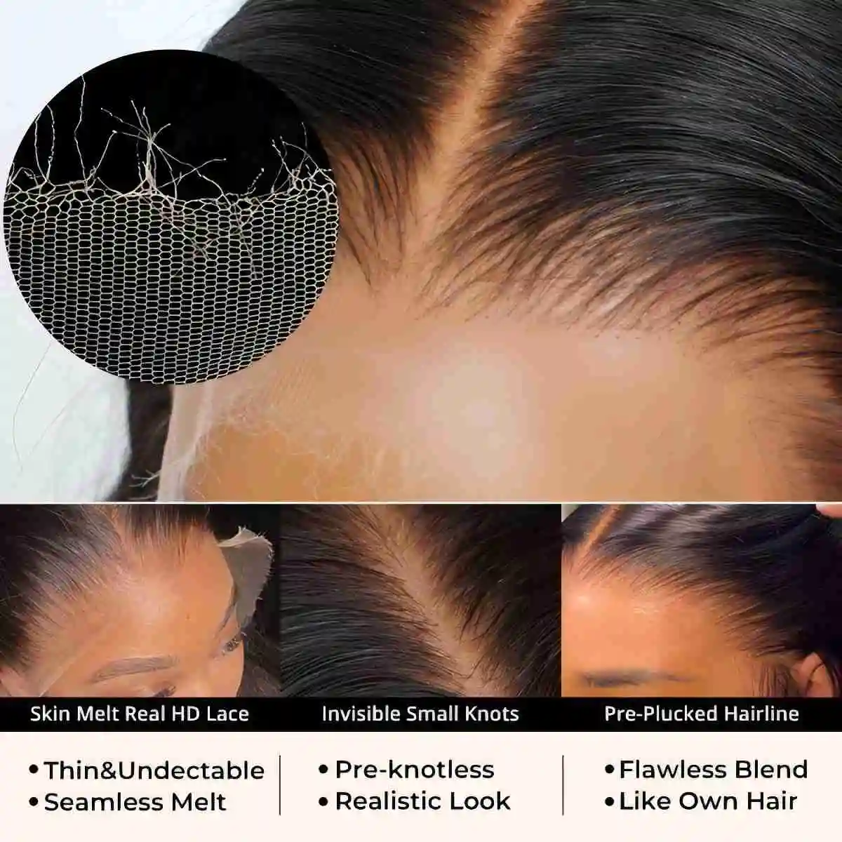 2x6 HD Lace Closure 26inch 150% Straight Natural Color Brazilian Human Hair Kim K Middle Part 2&times;6 Lace Closure Hd