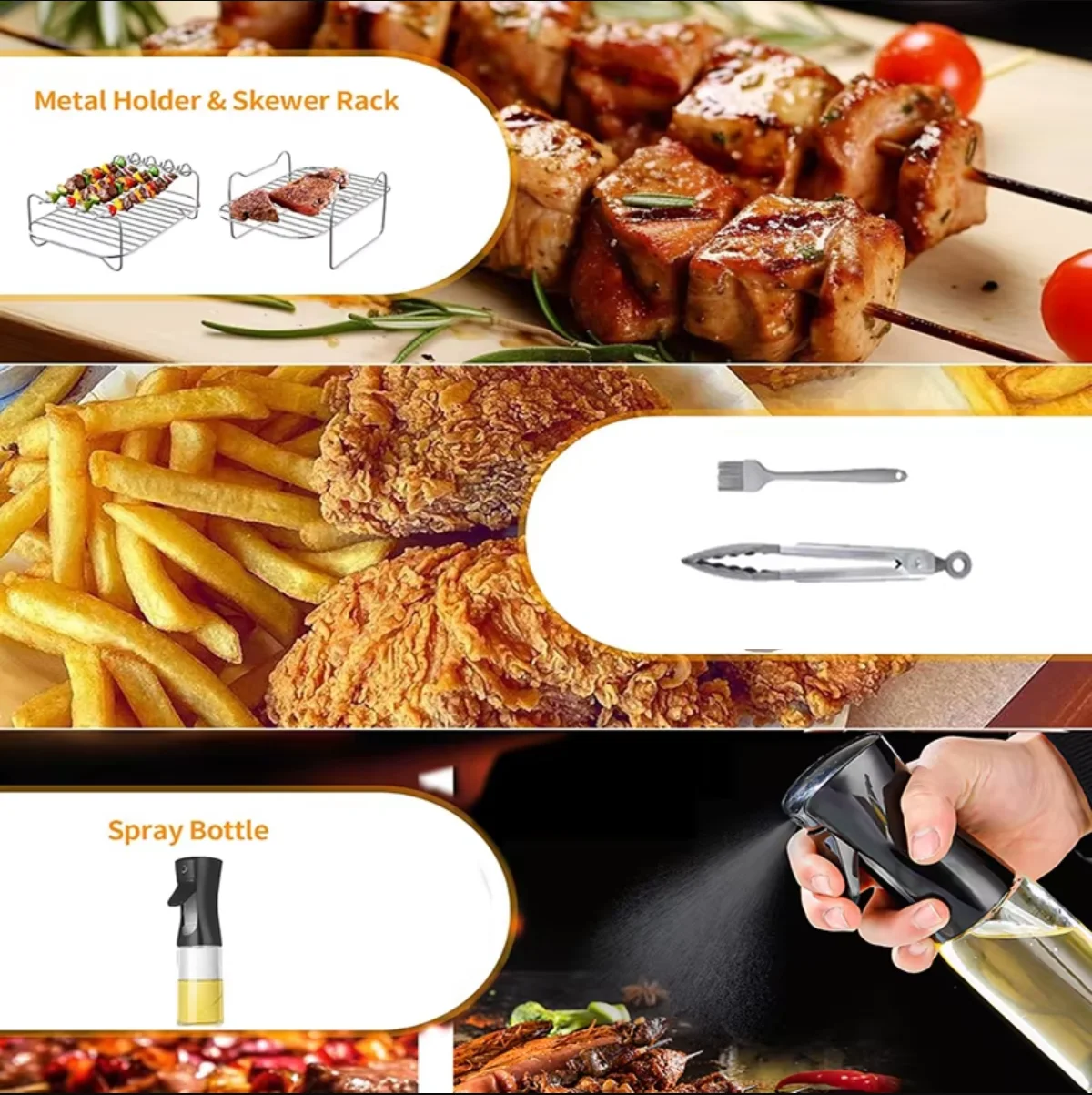 Reusable Silicone Air Fryer Tray and Cooking Utensils Set