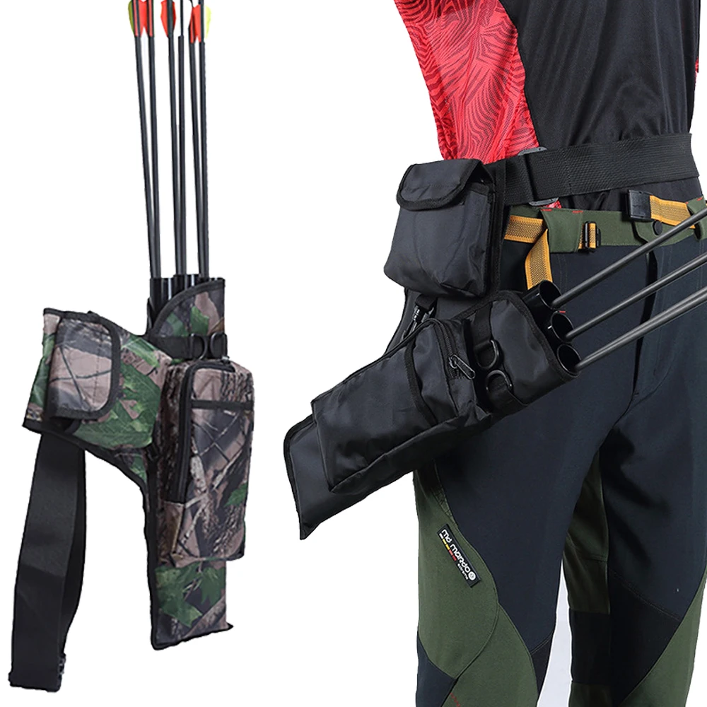 3 Tubes Athletic Archery Quiver Bag Arrow Holder with Adjustable Belt