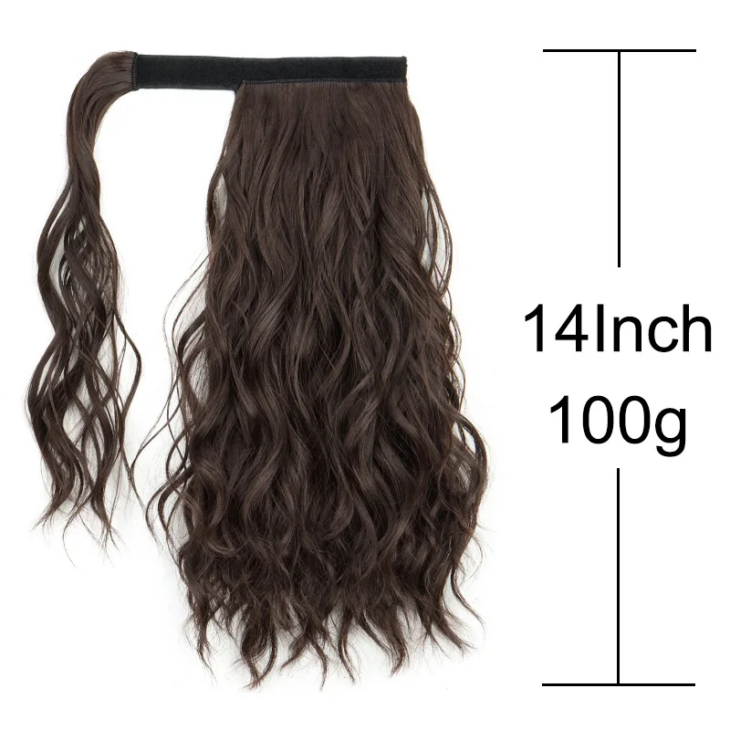 Synthetic Curly Wrap Around Clip in Ponytail Hairpiece Fake Hair Extension 14Inch For Women Blonde Brown Short
