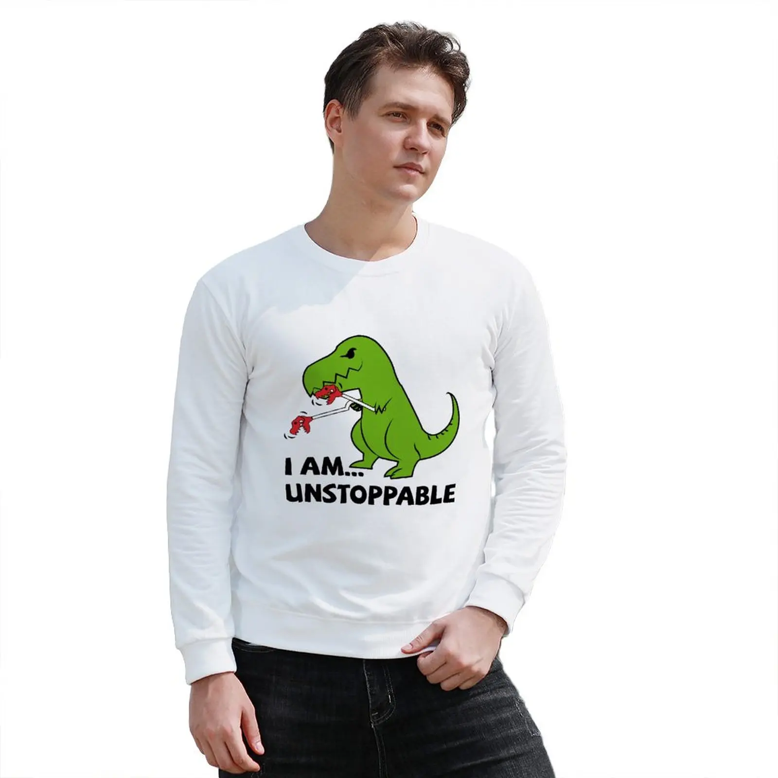 New I am unstoppable T-rex Sweatshirt men clothing tracksuit mens clothing autumn sweatshirt