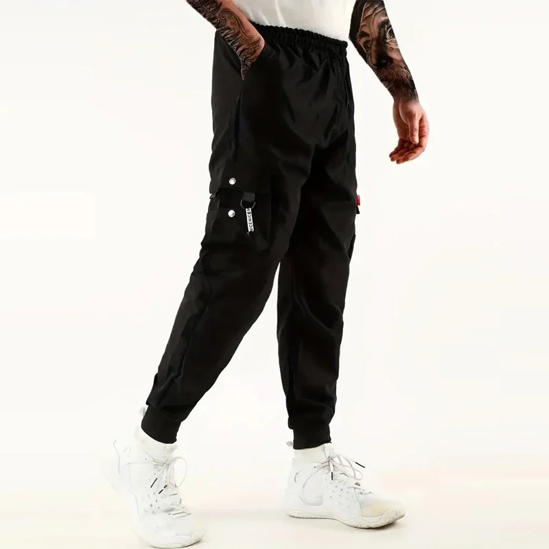 Description Picture 3 of itemMen's fashion overalls ins loose foot binding function casual casual casual Hong Kong wind with nine pants