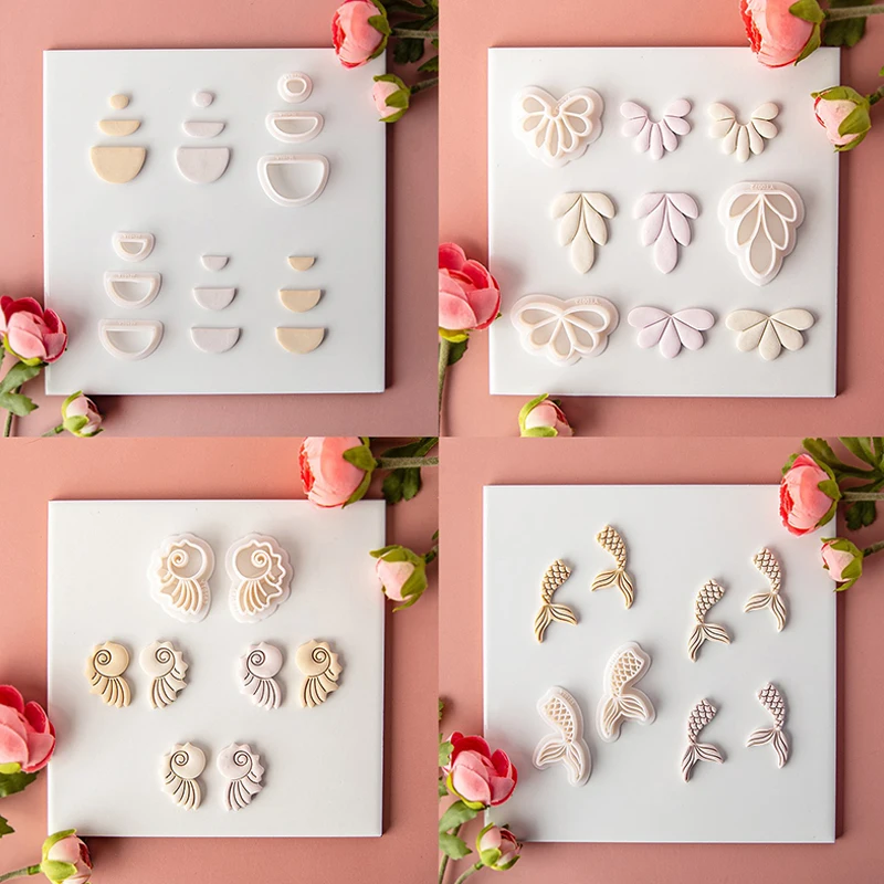 Soft Pottery Earrings Polymer Clay Cutter Flower Pattern Mold DIY Ceramic Earrings Jewelry Pendants Clay Making Tools Gifts