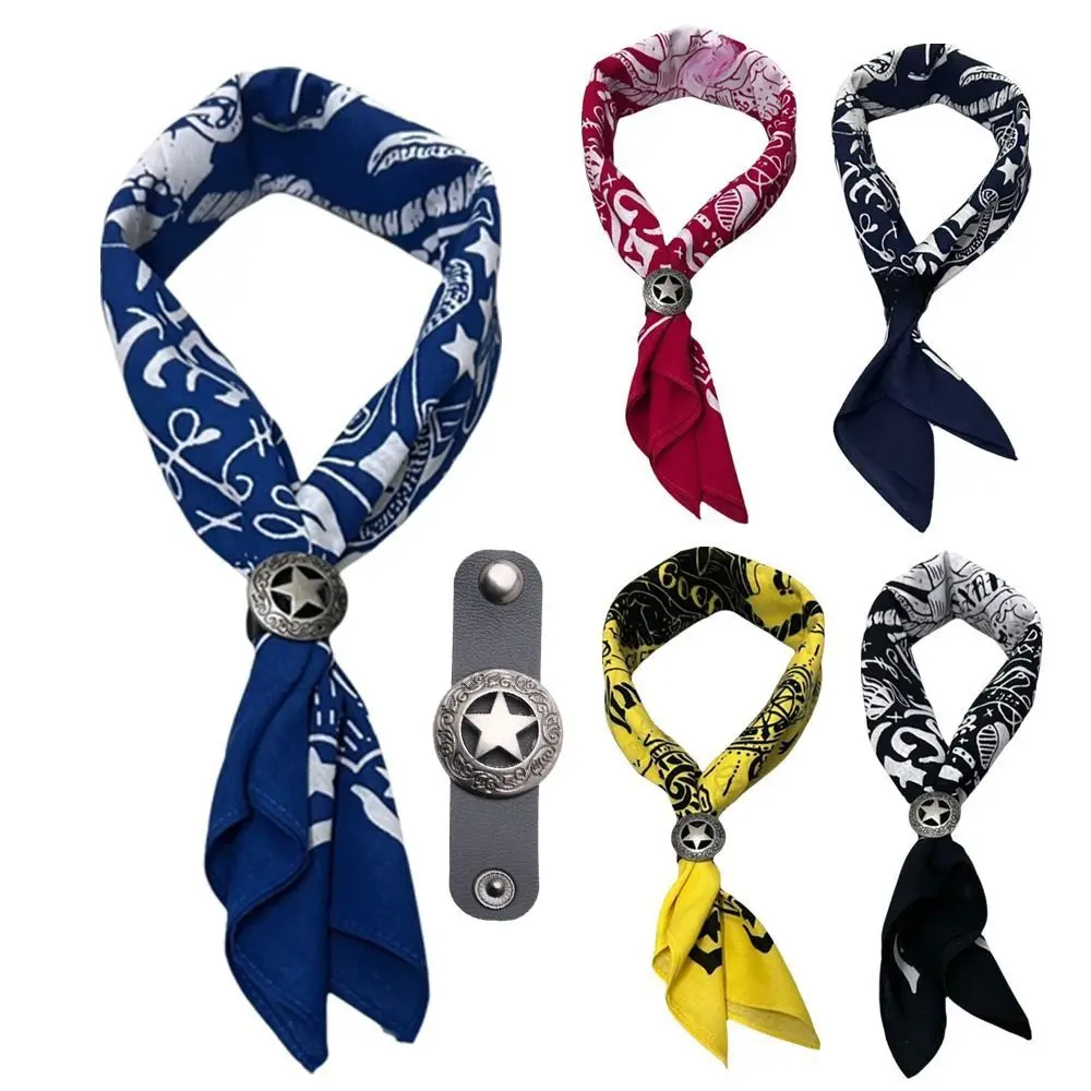 Fashion Oversized Bandana Scarf Western Style With Floral Buckle Hip Hop Head Scarf Cotton Square Scarves Headwear