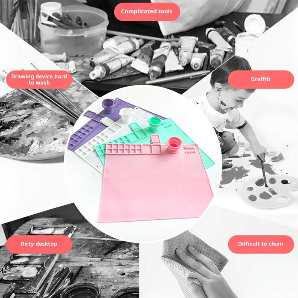 Stable Surface Painting Mat Heat Resistant Silicone Painting Mat for Artists Kids Collapsible Cup Craft for Resin