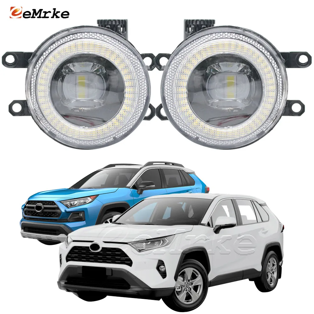 

2-Pcs LED Fog Lights Assembly for Toyota RAV4 RAV 4 XA5_ 2019-2022 Angel Eye Halo DRL Ring Daylight Car Driving Lamp with Lens
