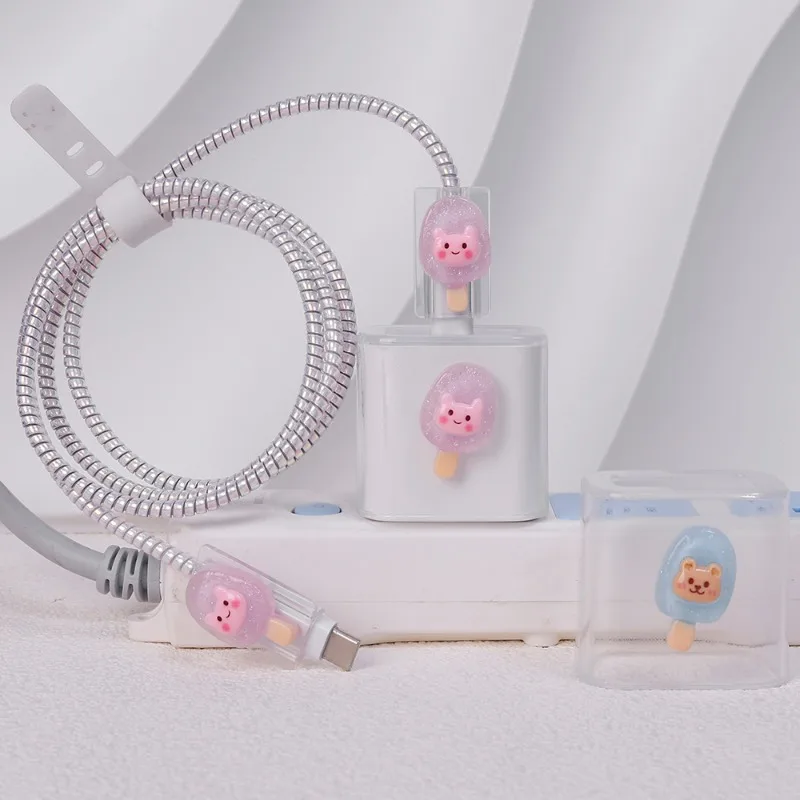 Per Iphone Charger Case Cover Clear Cartoon Tpu Charger Head Sleeve Per Apple 18/20W Power Adapter Data Cord Organzier Protector