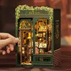 CUTEBEE DIY Book Nook Kit Miniature Dollhouse with Light Wooden Bookshelf Insert Retro Booknook Decor for Gifts Bookshop Series 4