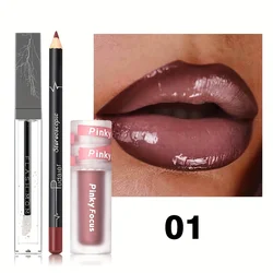 Radiant Shine Lip Trio: Glossy Lip Gloss + Nourishing Lip Oil + Precision Lip Liner (01)