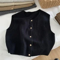 Fashion 2025 Soft Chic Preppy Style Wild Elegant Lady Waistcoat Knitted Vintage Women Autumn Winter Sweater Vests - Image 4