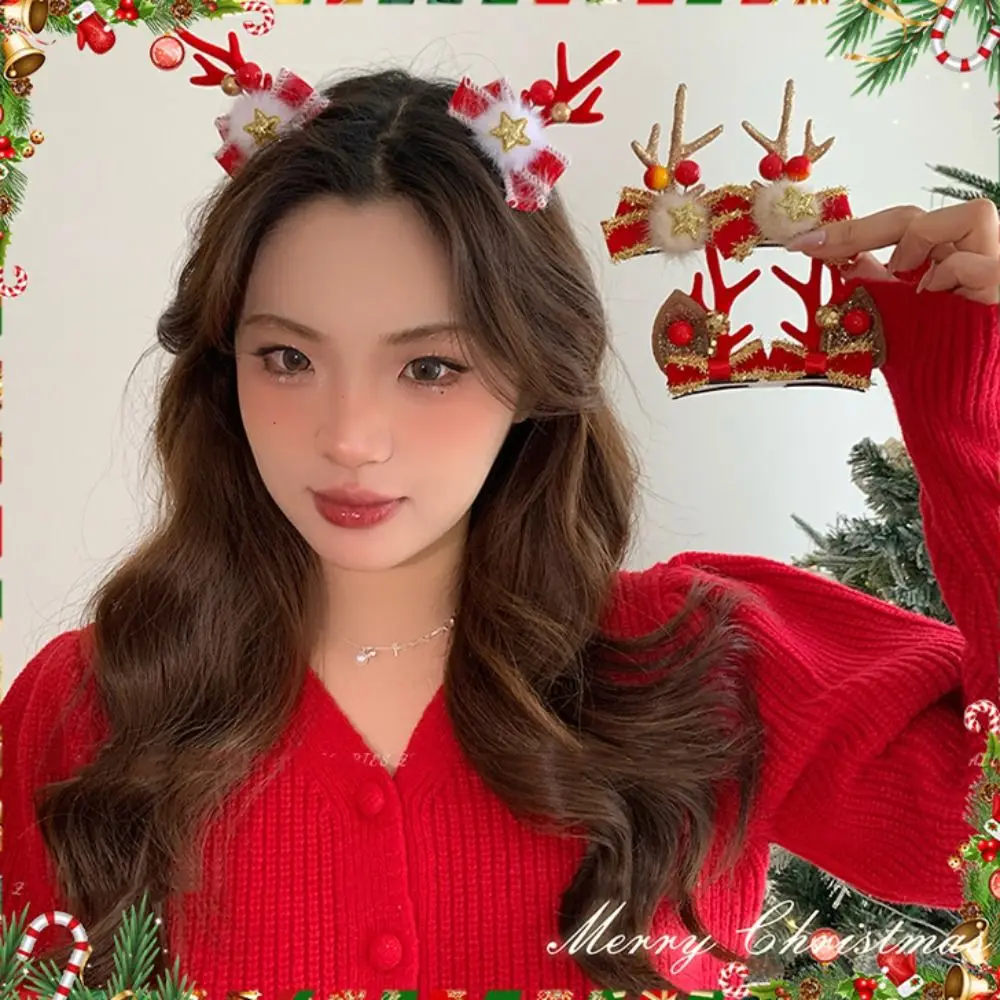 Merry Christmas Decor Christmas Elk Hairpin Bowknot Sequin Christmas Hat Headabnd Snowflake Santa Claus