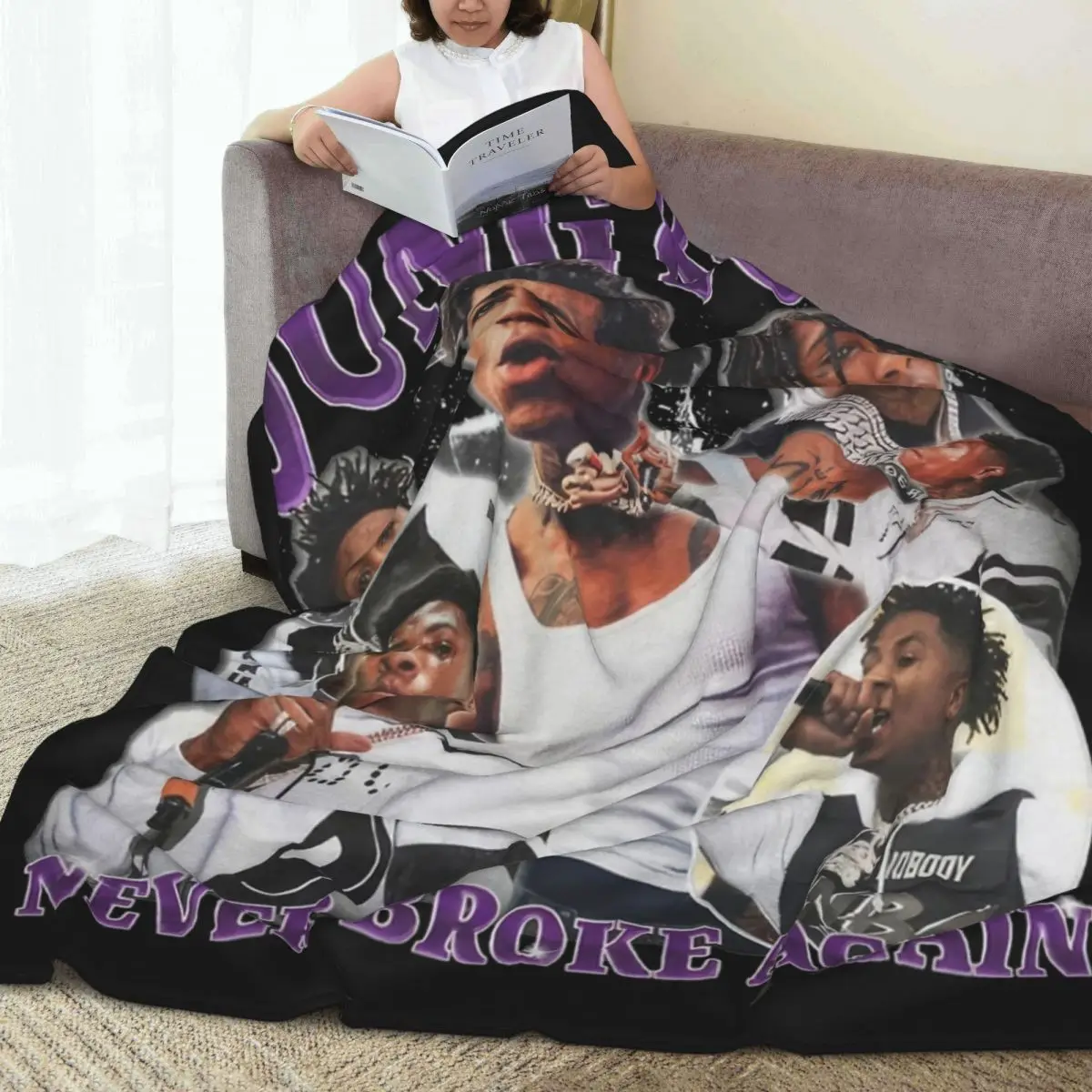 Rapper Youngboy Never Broke Again Blanket Fleece Summer Breathable Warm Throw Blankets for Bedding Bedroom Rug Piece 3