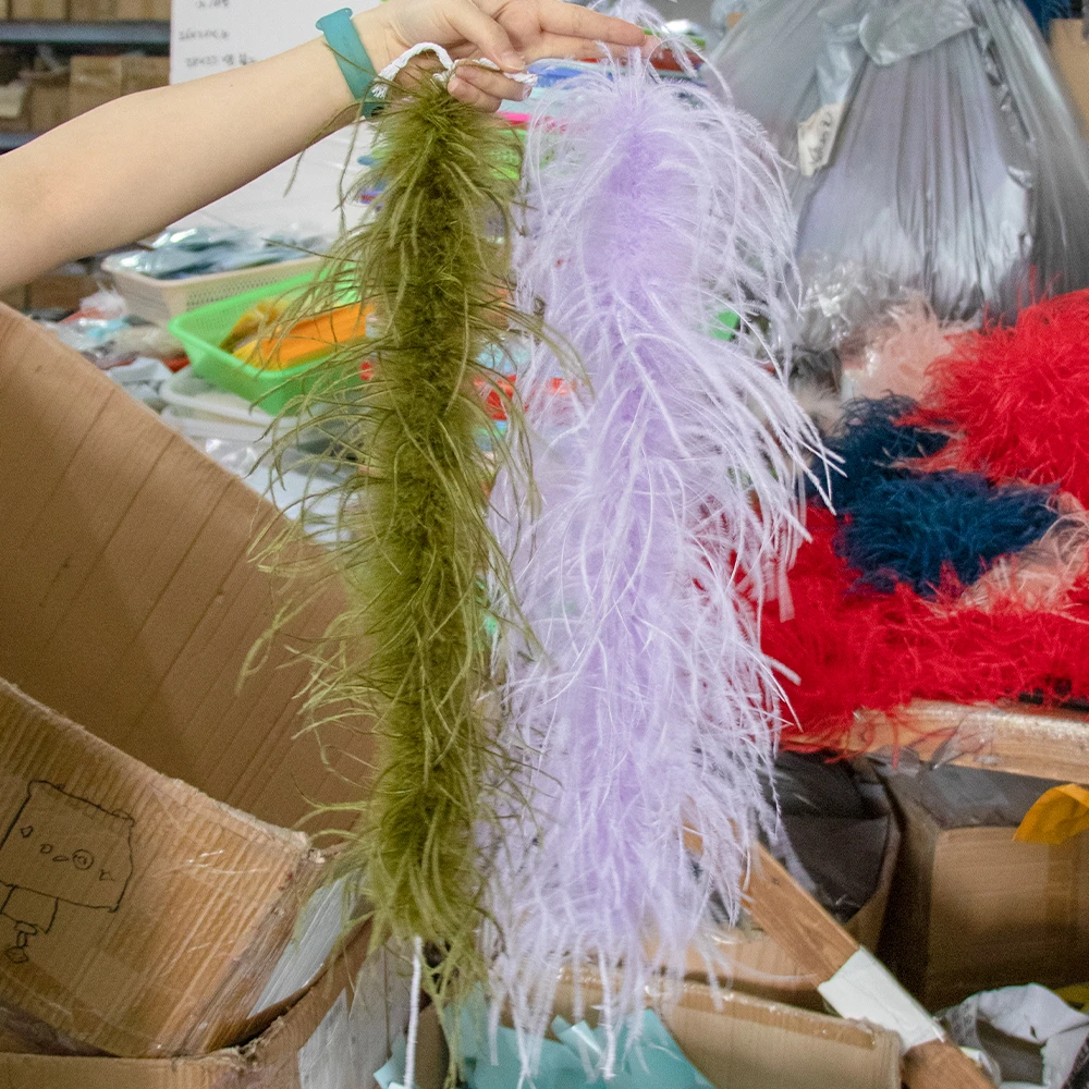 2 4 6 8 10 Ply Ostrich Feather Boa 50cm Long Natural Ostrich Feathers Boas For Wedding Costume