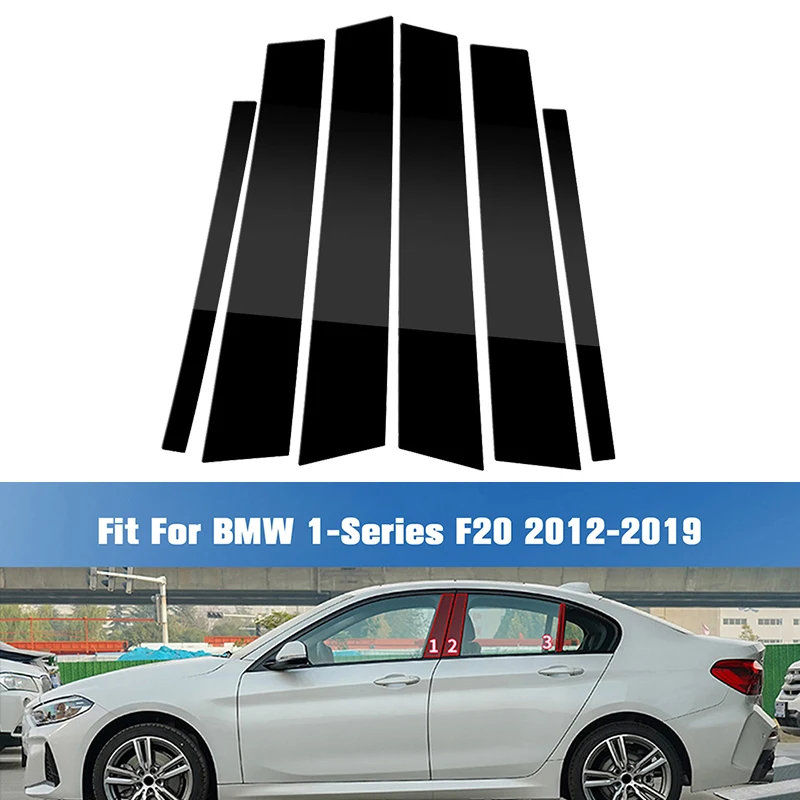 6Pcs Für BMW 1-Serie F20 2012 2013 2014-2019 Auto Glänzend Schwarz Fenster Tür Spalte BC säule Post Abdeckung Trim Aufkleber Zubehör – Detail 4