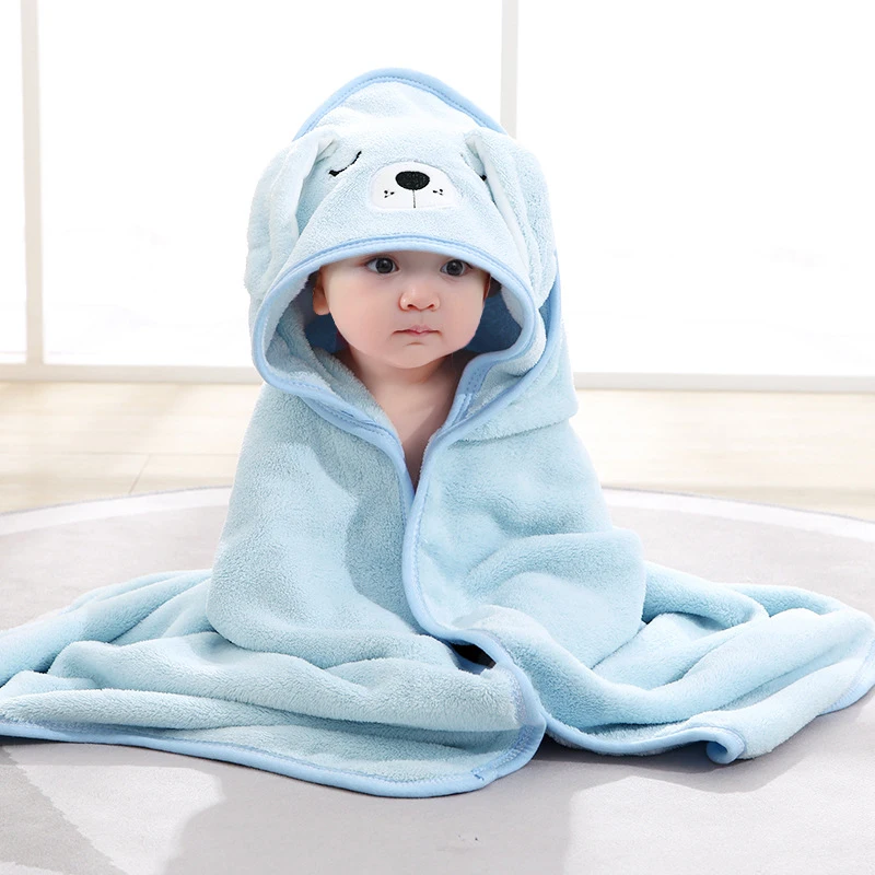 80*80cm Baby Bath Towels Soft Hooded Towel Blanket Toddler Bathrobe Warm Sleeping Swaddle Wrap for Boys Girls