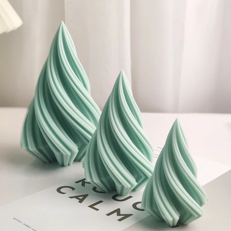 Silicone Candle Mold 3D Pointed Spiral Candle Silicone Mold Rotating Wave Geometry Cake Chocolate Soap