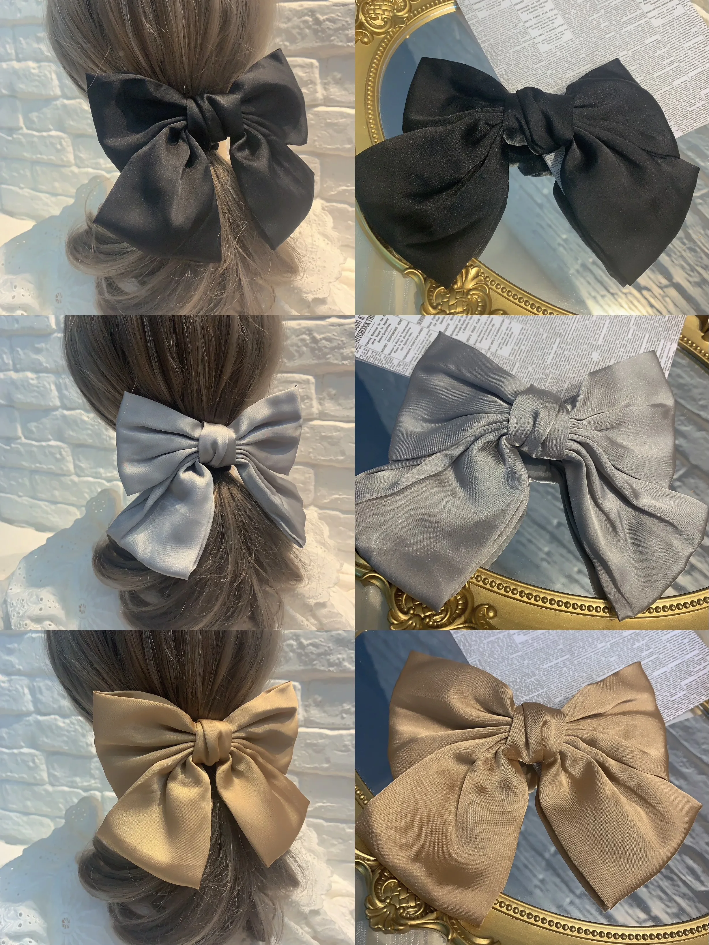 Mode Band Haars pangen große große Schleife Haarnadel für Frauen Mädchen Satin trend ige Damen Haars pange neue süße Haars pange Haarschmuck – Detail 9