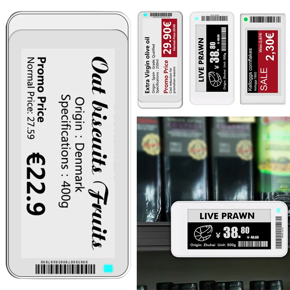 2.1'' 2.9'' E-paper E-Ink EInk Display Screen NFC BT Version App Operating Software TFT Screen IP65 Electronic Price Tag Card