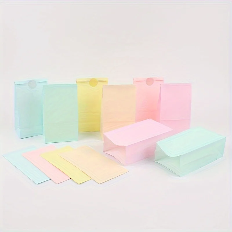 12 Pcs Large Vibrant Paper Gift Bags Colorful Mixed Loading Reusable Multi-Color Kraft Paper with Fun Stickers