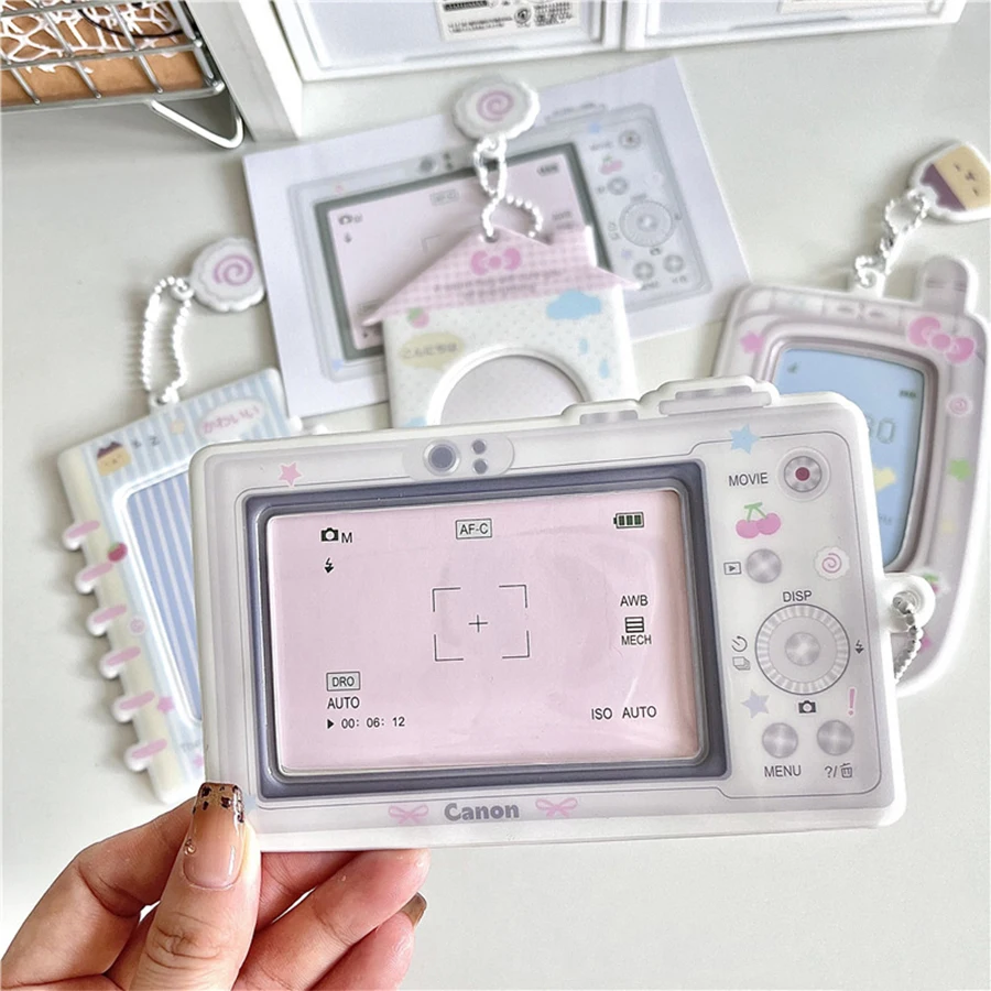 PVC card cover mobile phone camera fan star love beans small card campus card collection card bag display pendant 4