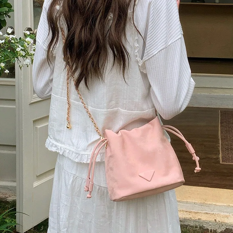 Bucket Bag Solid Color Crossbody Bags for Women Luxury Designer Sling Shoulder Handbags Female Leather Small Tote Bag