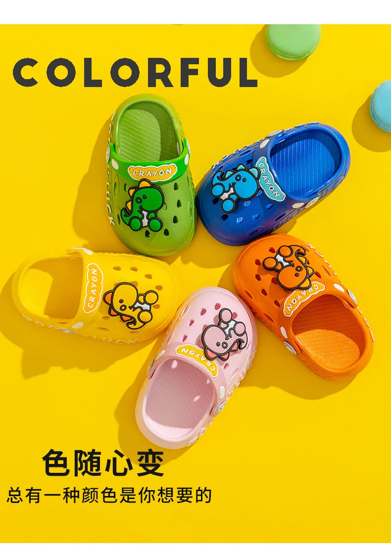 Summer Slippers Child Lovely  Cartoon Dinosaur Cheap Sandals For Boy Girls Summer Child Slipper Todder Breathable Garden Shoes slippers for boy