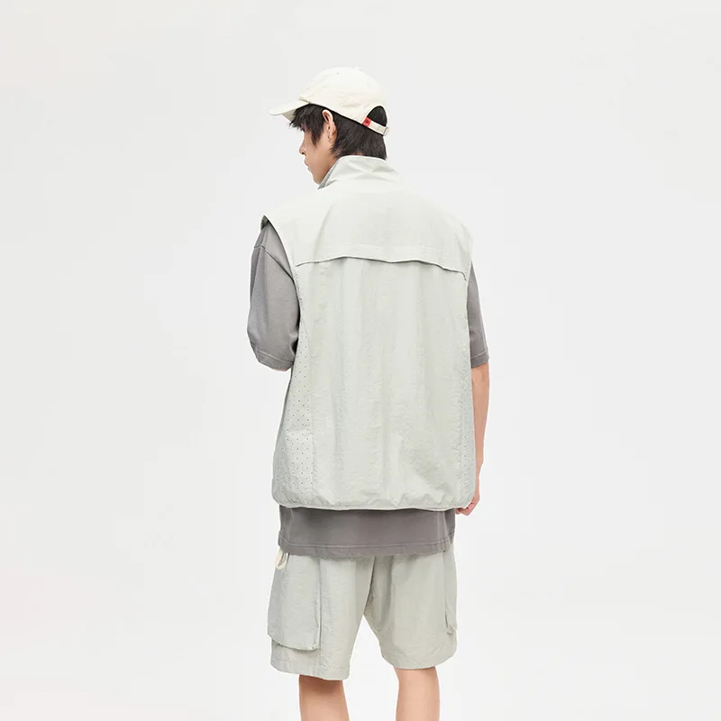 Streetwear Cargo Vest Shorts Sets Men Outdoor Summer Thin Fashion Sleeveless Vest Two Piece Set Sports Casual