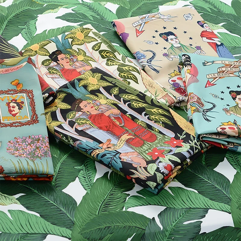 Cotton Fabric 50/100cm Artistic Retro Cotton Stretch Satin for Clothing and Dress