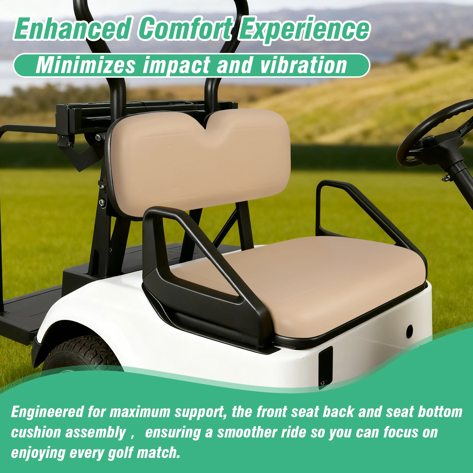 Golf Cart Rear Flip Seat Cushions PU Leather