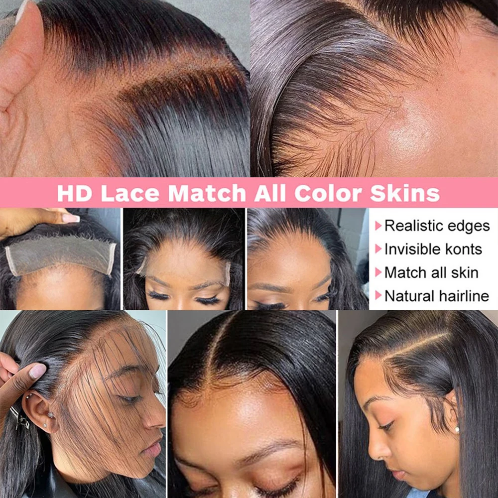 40 Inch Bone Straight Human Hair 13x4 Hd Lace Frontal Wig Brazilian 13x6 Lace Front Human Hair Wigs For Black Women Pre Plucked 2