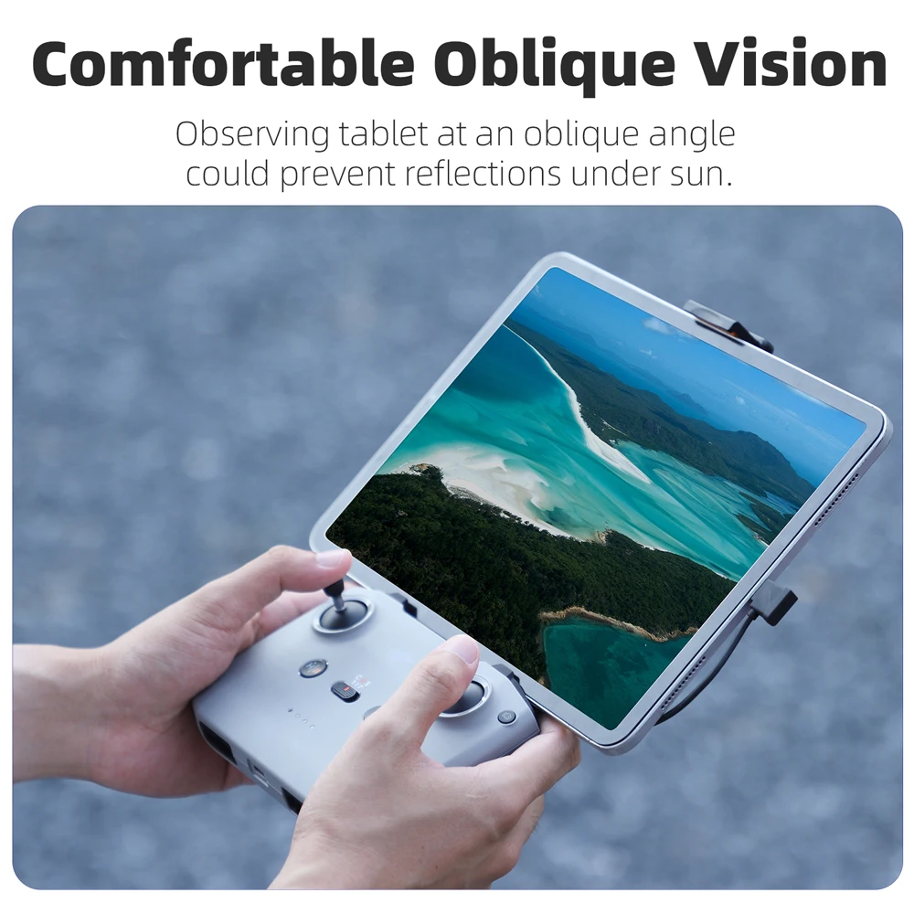 Vue arrière du support pour tablette de télécommande drone avec système de serrage.