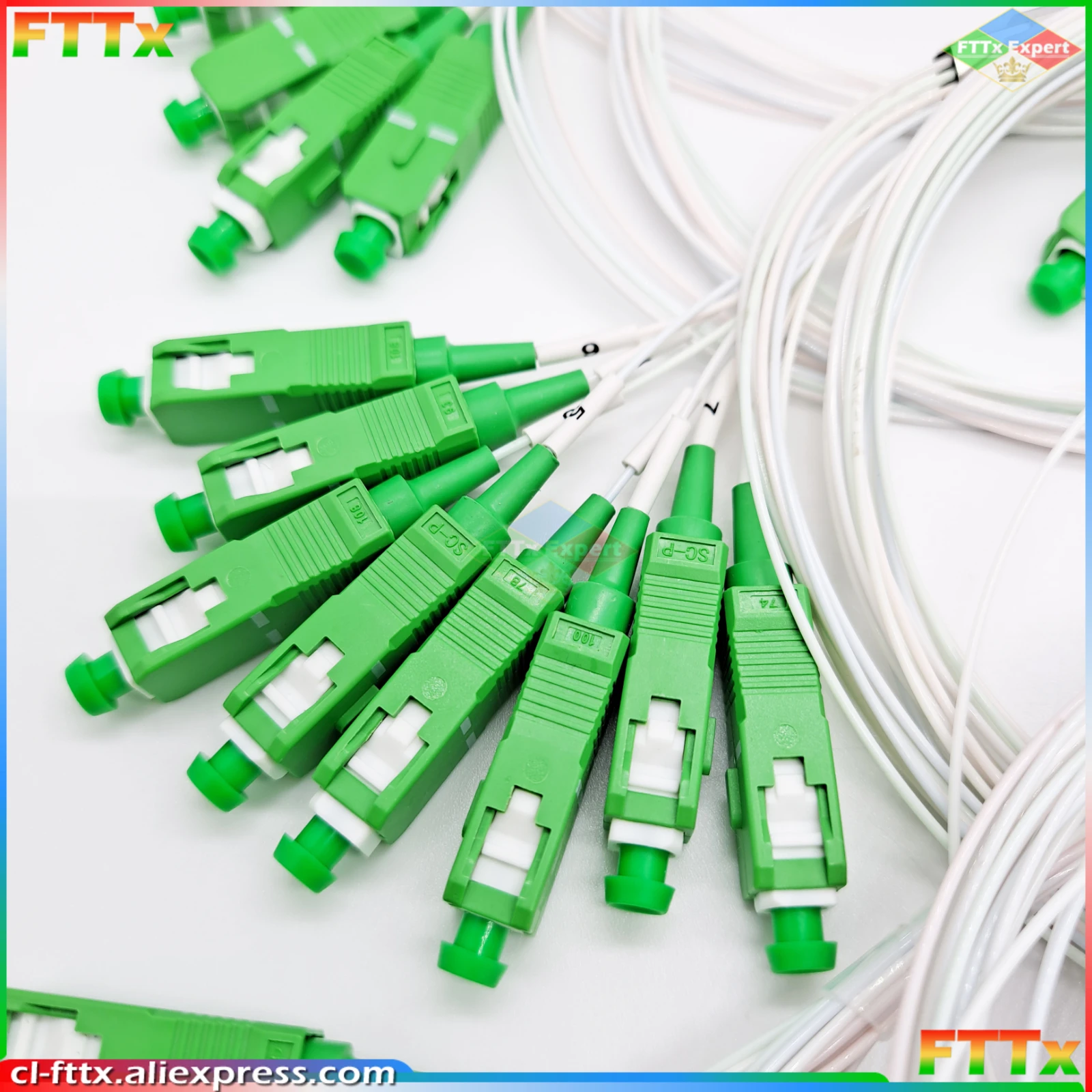 10PCS/Lot FTTH PLC Splitter 1X16 SC/APC SM 0.9mm G657A1 1m PVC Fiber Optic Splitter