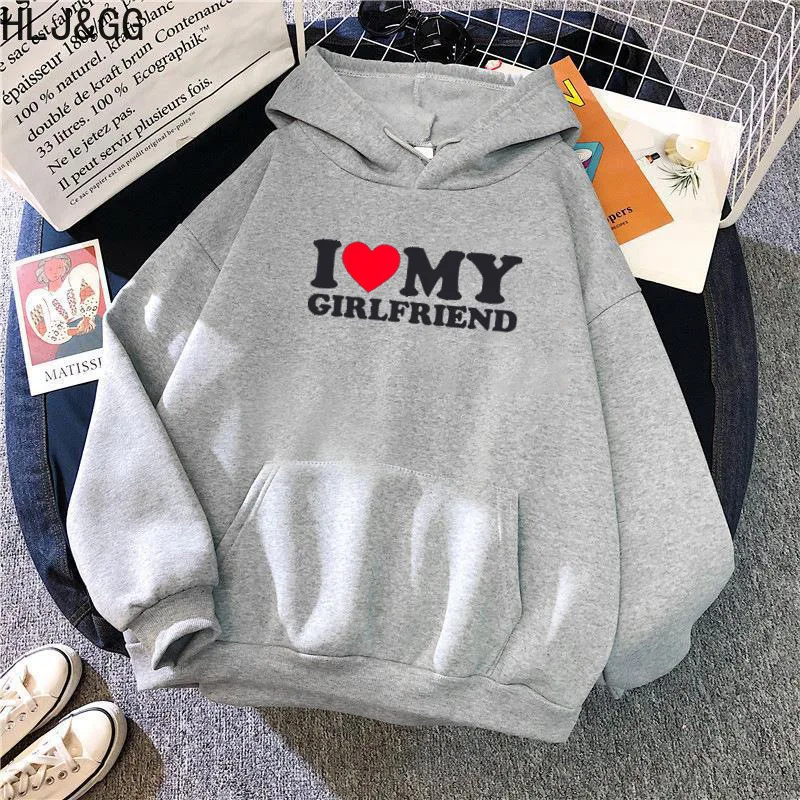 HLJ&GG Spring Casual Letter Print Hooded Sweatshirts Women Round Neck Long Sleeve Pocket Loose Pullover Female Sporty Streetwear