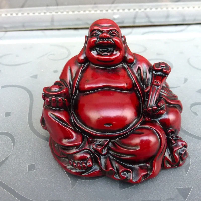 Resin Laughing Buddha Maitreya Buddha Statue Fengshui Figurine Craft Ornament Home Decoration