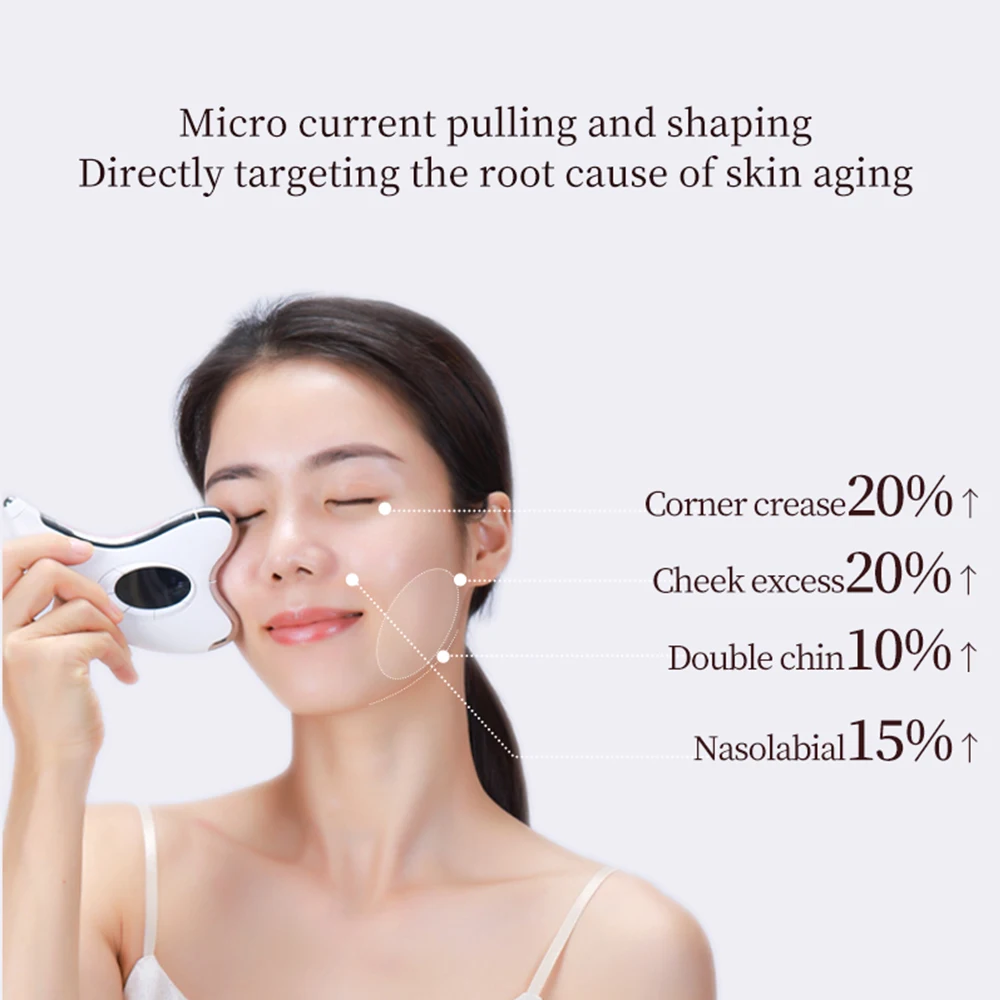 Electric Gua Sha Massager Microcurrent Face Lift Device Red & Blue Light Heating Beauty Skin Lifting Facial Body Massager