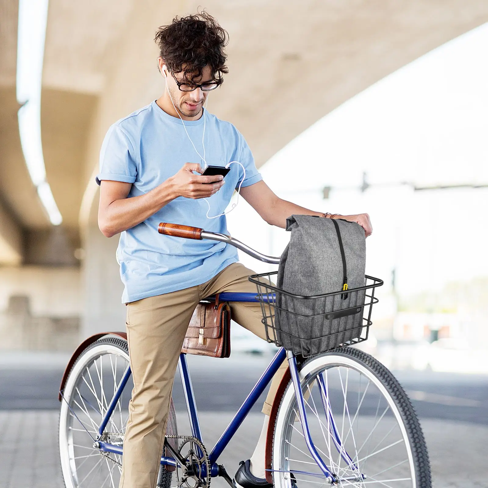 Cestino per bicicletta Cestino portaoggetti per manubrio anteriore Cestino in filo di ferro Cestino portaoggetti per bici Cestino portaoggetti in metallo per bici Accessorio per ciclismo - immagine 2