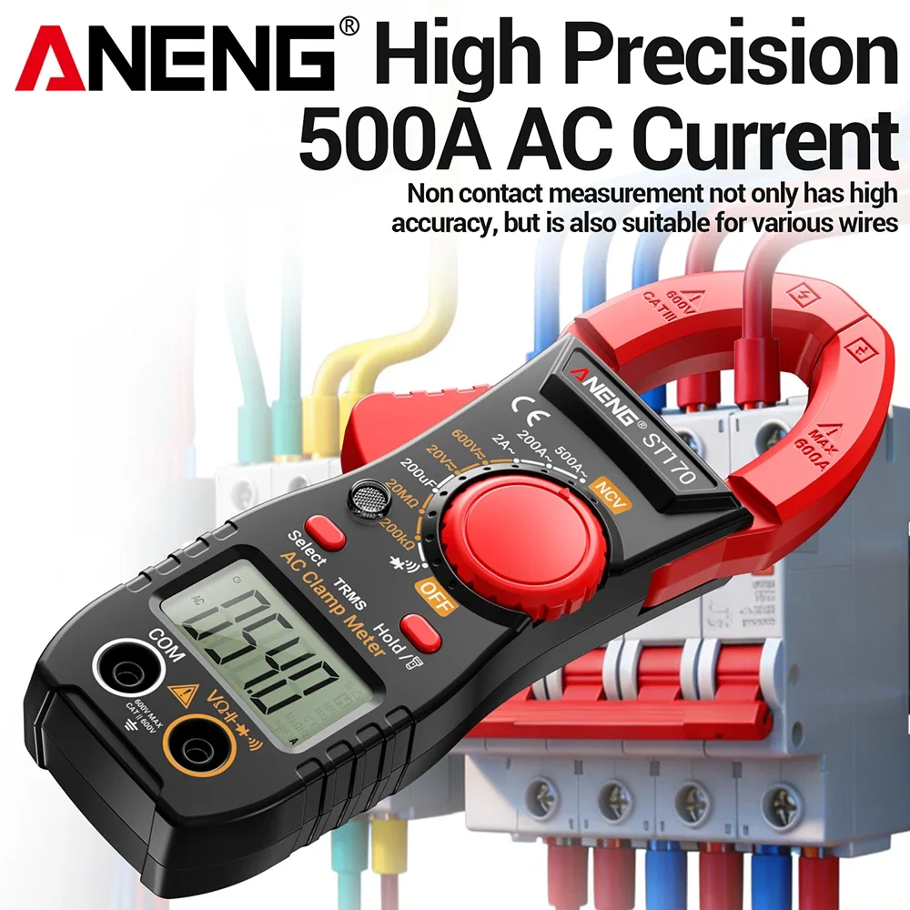 클램프 미터 디지털 멀티미터 NCV 1999 카운트 AC/DC 전압 전류계 테스터 ANENG ST170 커패시턴스 저항 전기기사용 테스터 도구