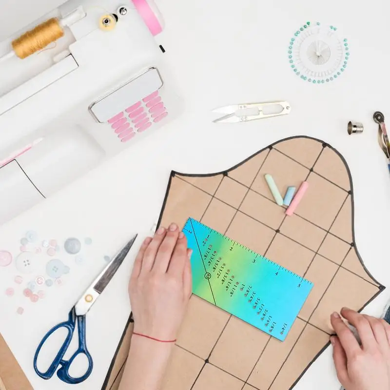 Marking Sewing Ruler Versatile Accurate Perforated Seam Gauge Versatile Lines Indicators Trim Straight Lines Hems Tool For