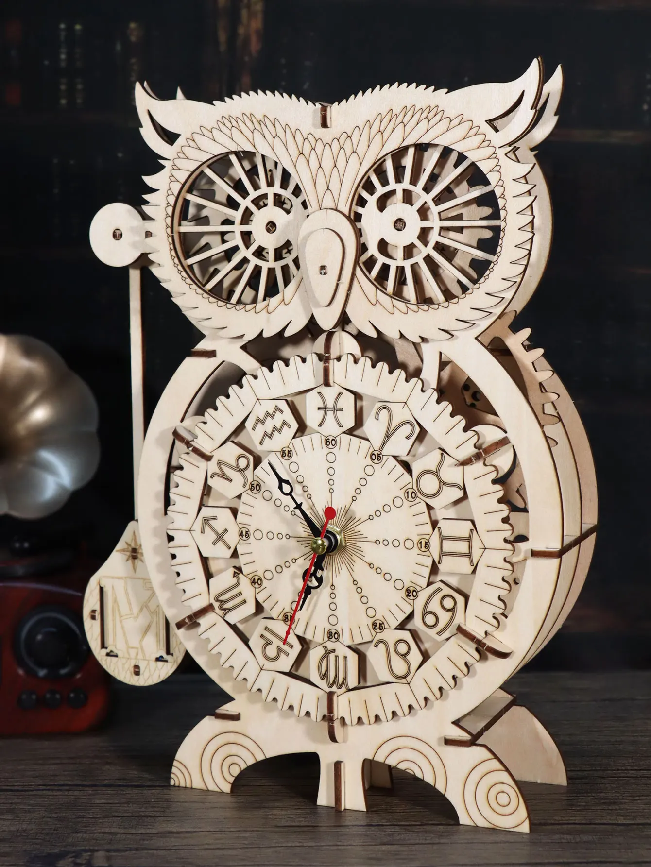 3D Wooden Puzzle Owl Clock Model Kits To Build Wooden Construction Handmade Craft Unique Christmas Gift 4