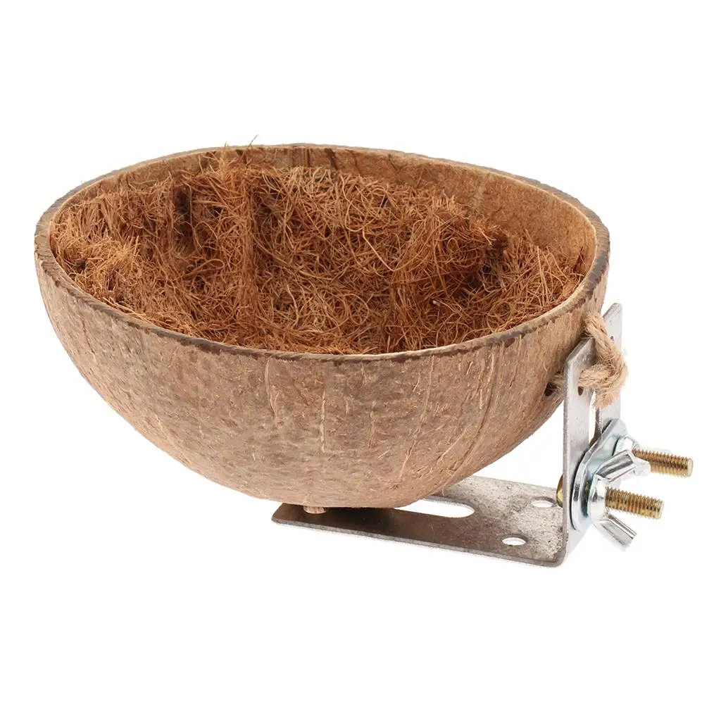 Coconut Shell Bird Nest House Hut for Pet Parrot Canary Finch Pigeon Cage Hamster Rat Gerbil Mice Cage Seed Toy parrot toy,bird toy,bird cage accessories