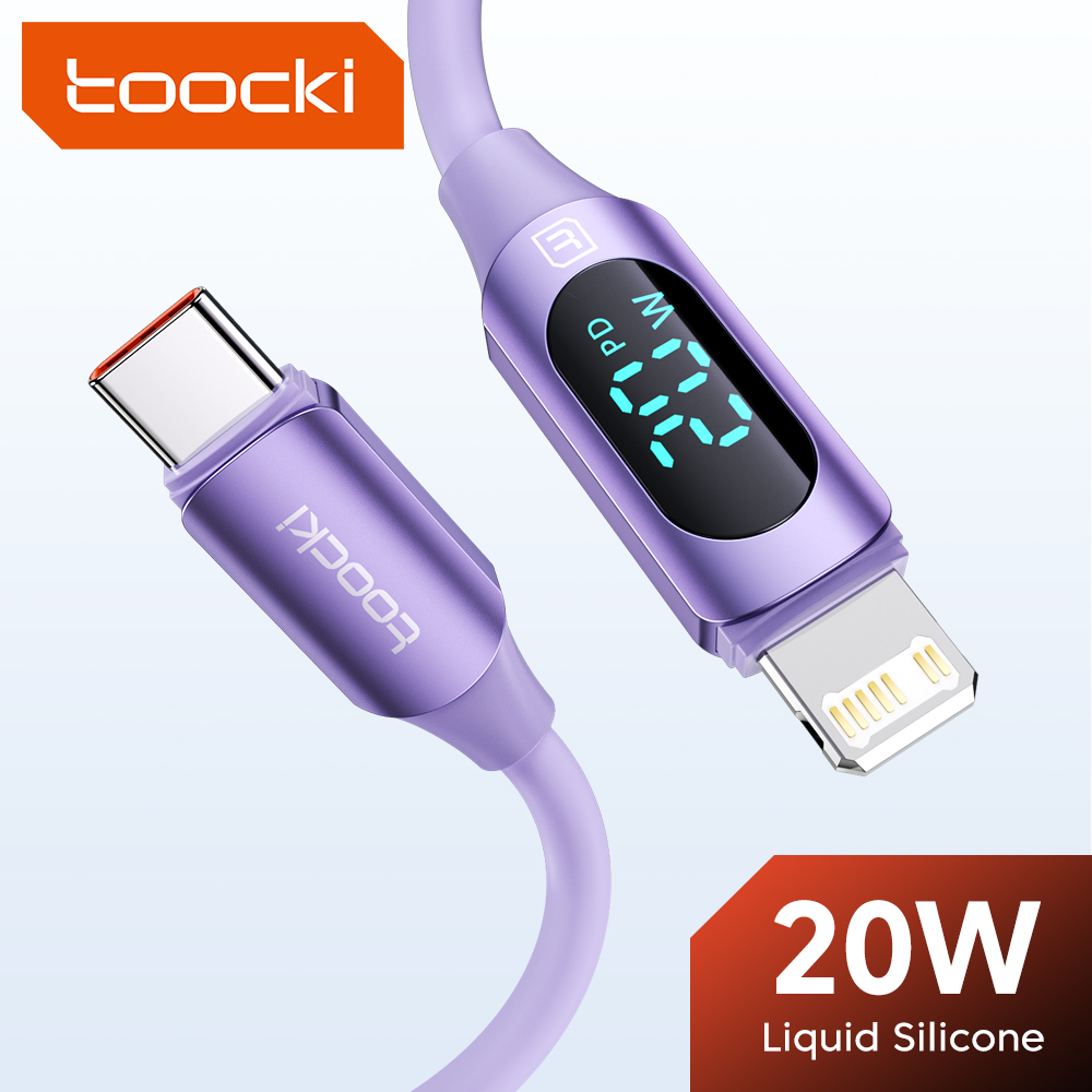 Toocki Silicone Cable for iPhone 14 13 12 11 Pro Max iPad Digital Display PD 20W Fast Charging USB C to Lighting Cable Data Wire
