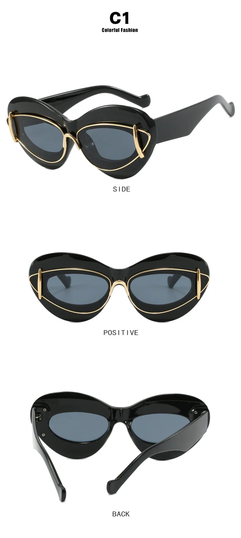 Y2k Punk Cat-Eye Sonnenbrille Damen 2026 Luxus Designer Sonnenbrillen für Damen und Herren Outdoor Sport Winddichte Schutzbrille UV400 – Detail 8