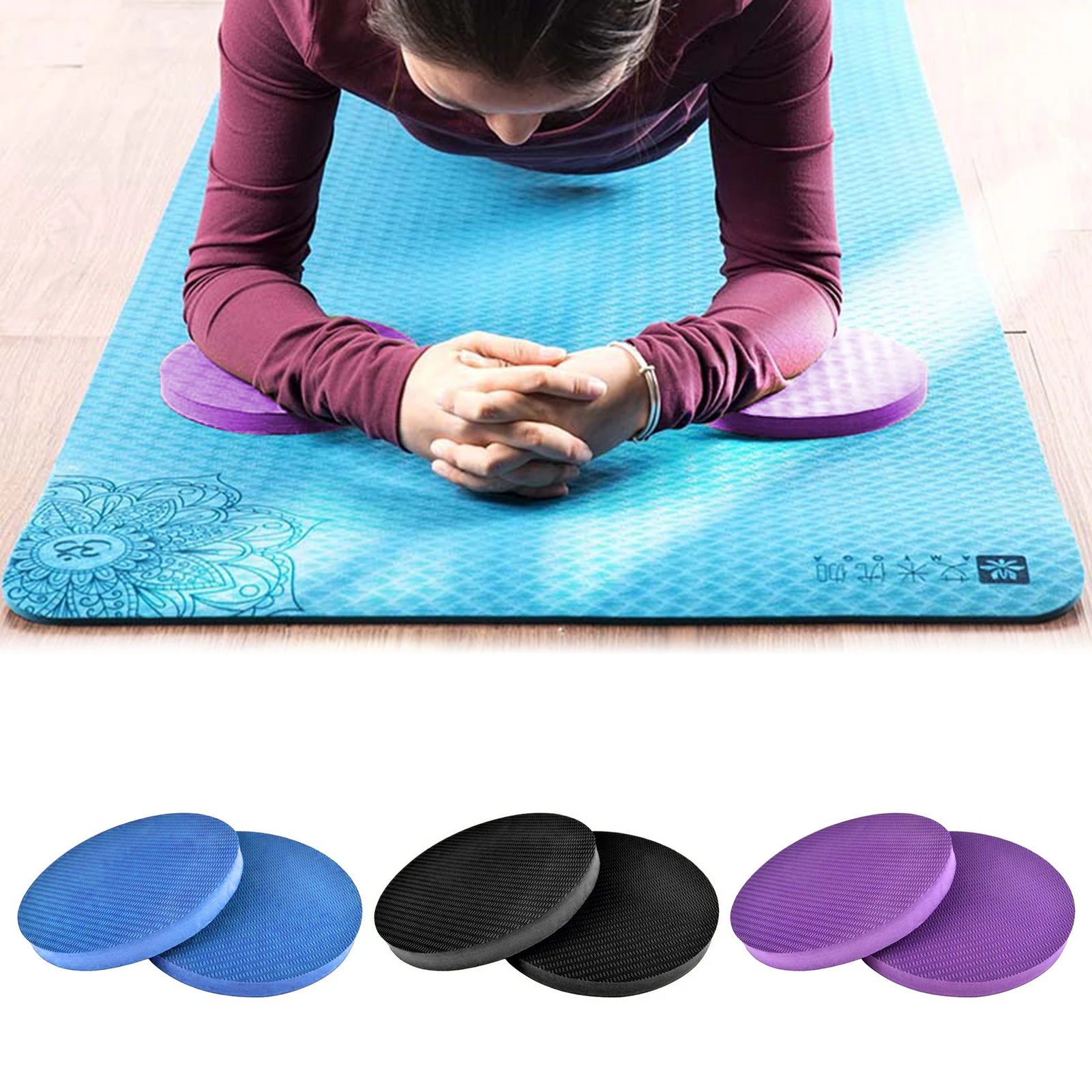 Foldable Round Yoga Knee Mat 15mm Thick Fitness Non Slip Mat Elbows Balance Support Pad Yoga for Fitness Exercise Sport