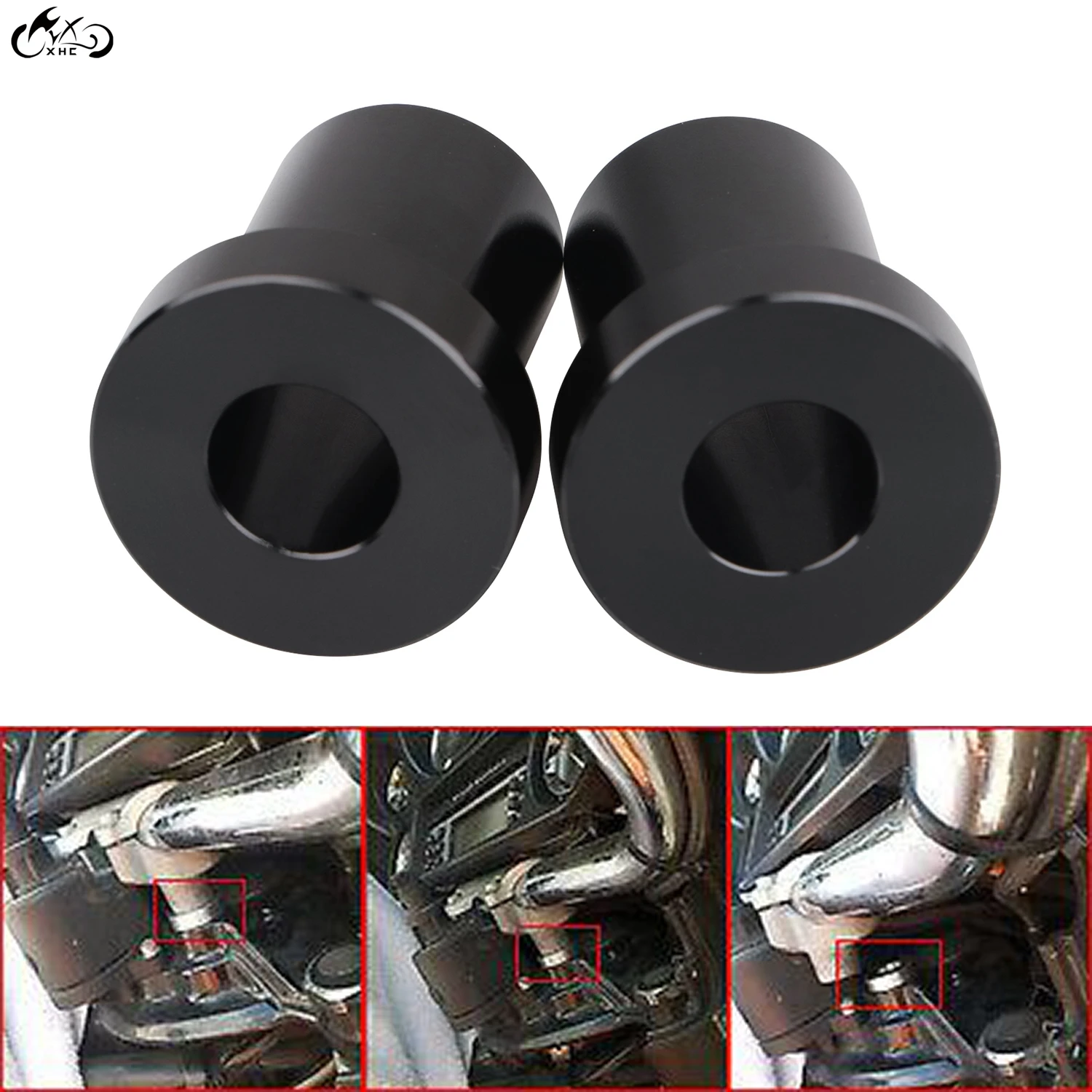 Black Solid Riser Bushings Fit For Harley Electra Street Glide Road King Ultra Limited Low Rider
