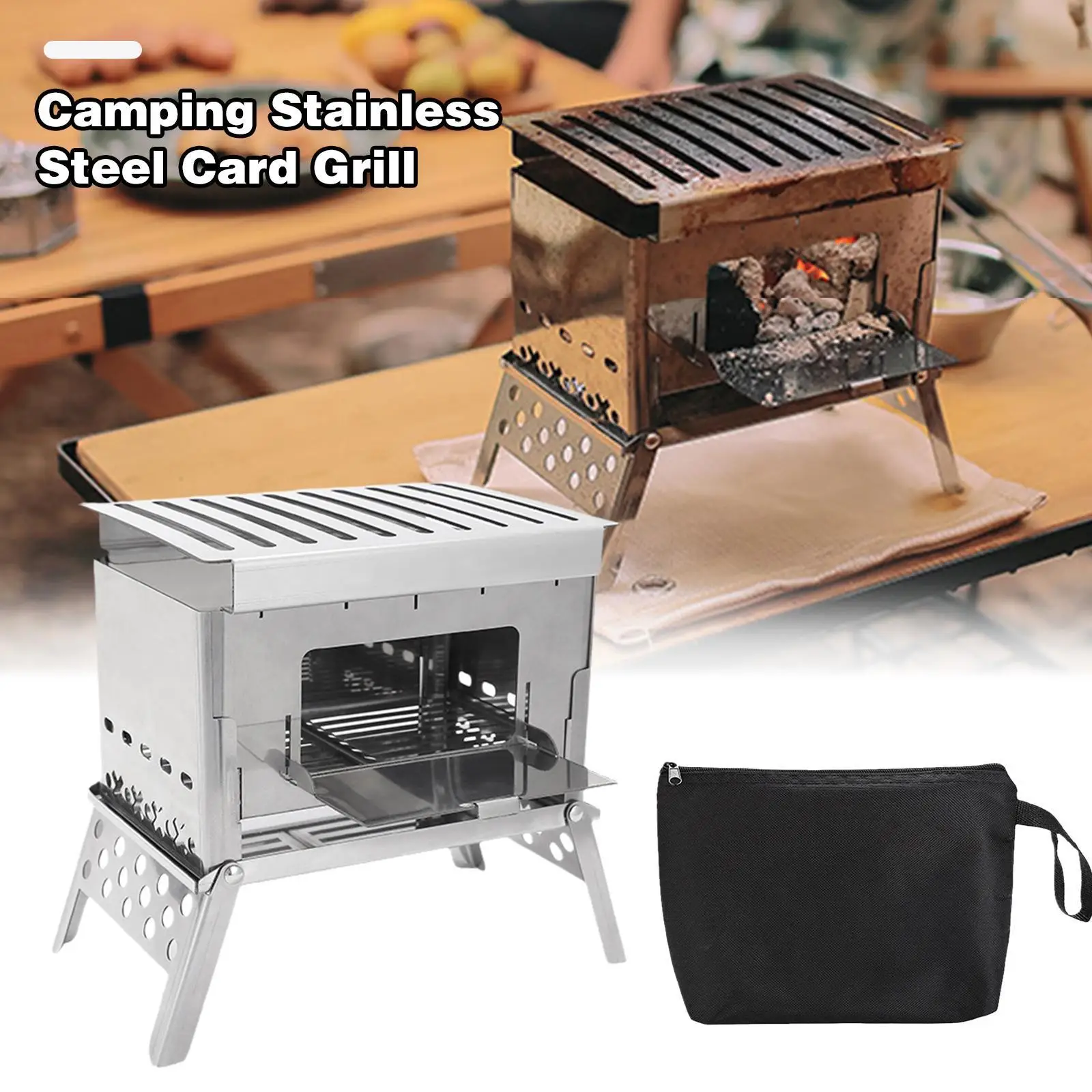 Camping Grill Stove Outdoor Camping Picnic Ultrasmall Stainless Steel