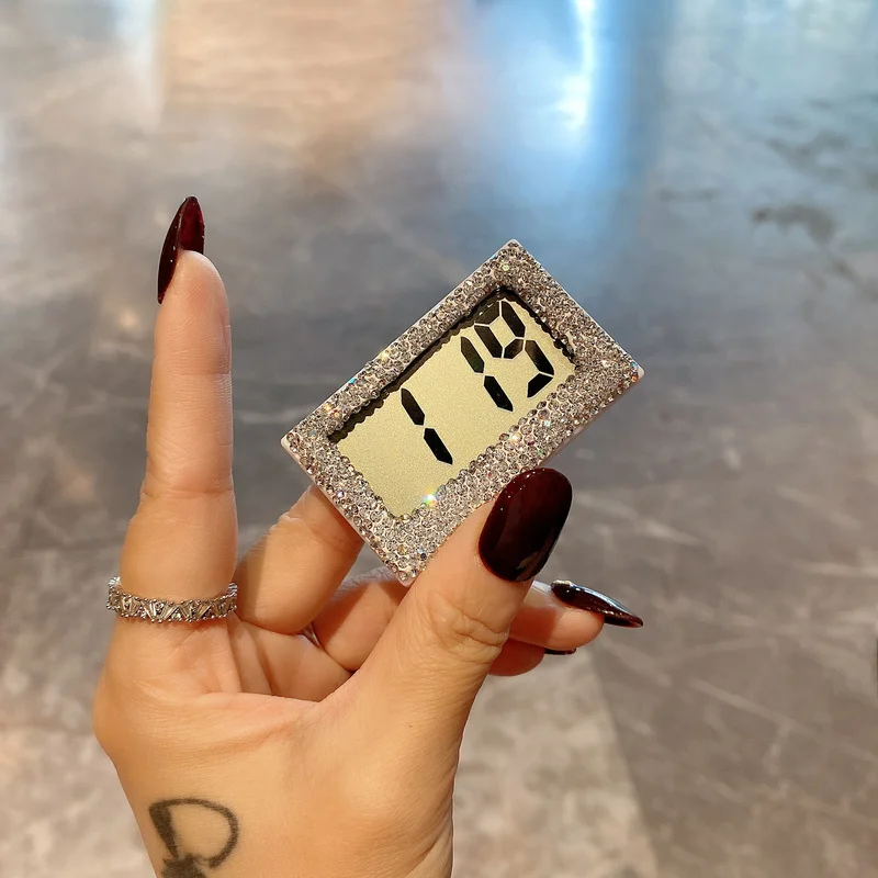 Bling Mini Alarm Clock Bedroom Gadgets and Accessories Kawaii Desk Decor Diamond Encrusted Desk Watch Desk LED Digital Clock 6