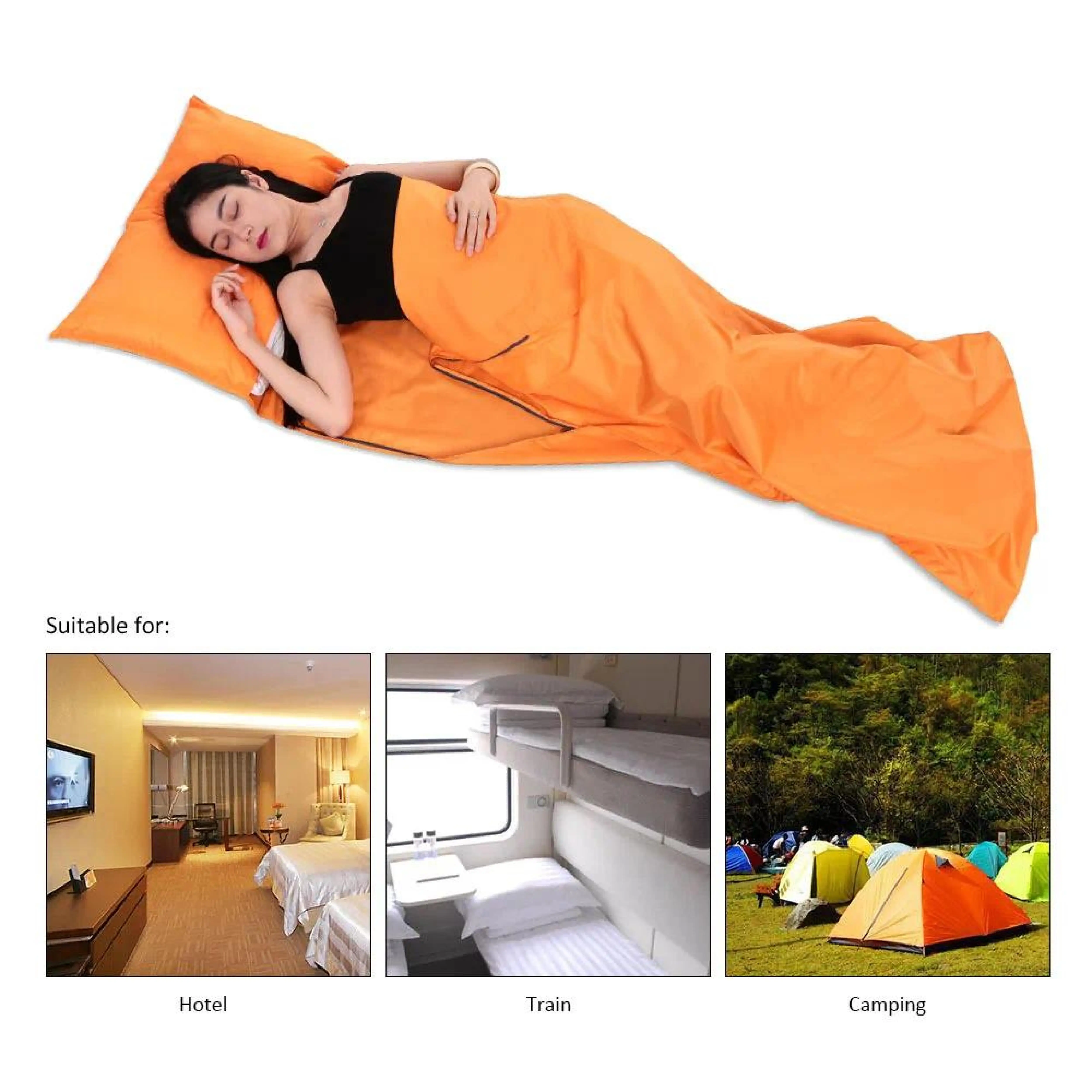 

Portable Sleeping Bag 75*190CM Outdoor Travel Camping Hiking Polyester Pongee Healthy Sleeping Bag Liner with Pillowcase