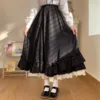 Women'S Solid Color Design Fashionable Japanese Girl Fairy Lace Half Length Skirt Black And White Maid Princess Skirt Fairy Y2k 1