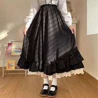 Women'S Solid Color Design Fashionable Japanese Girl Fairy Lace Half Length Skirt Black And White Maid Princess Skirt Fairy Y2k 1